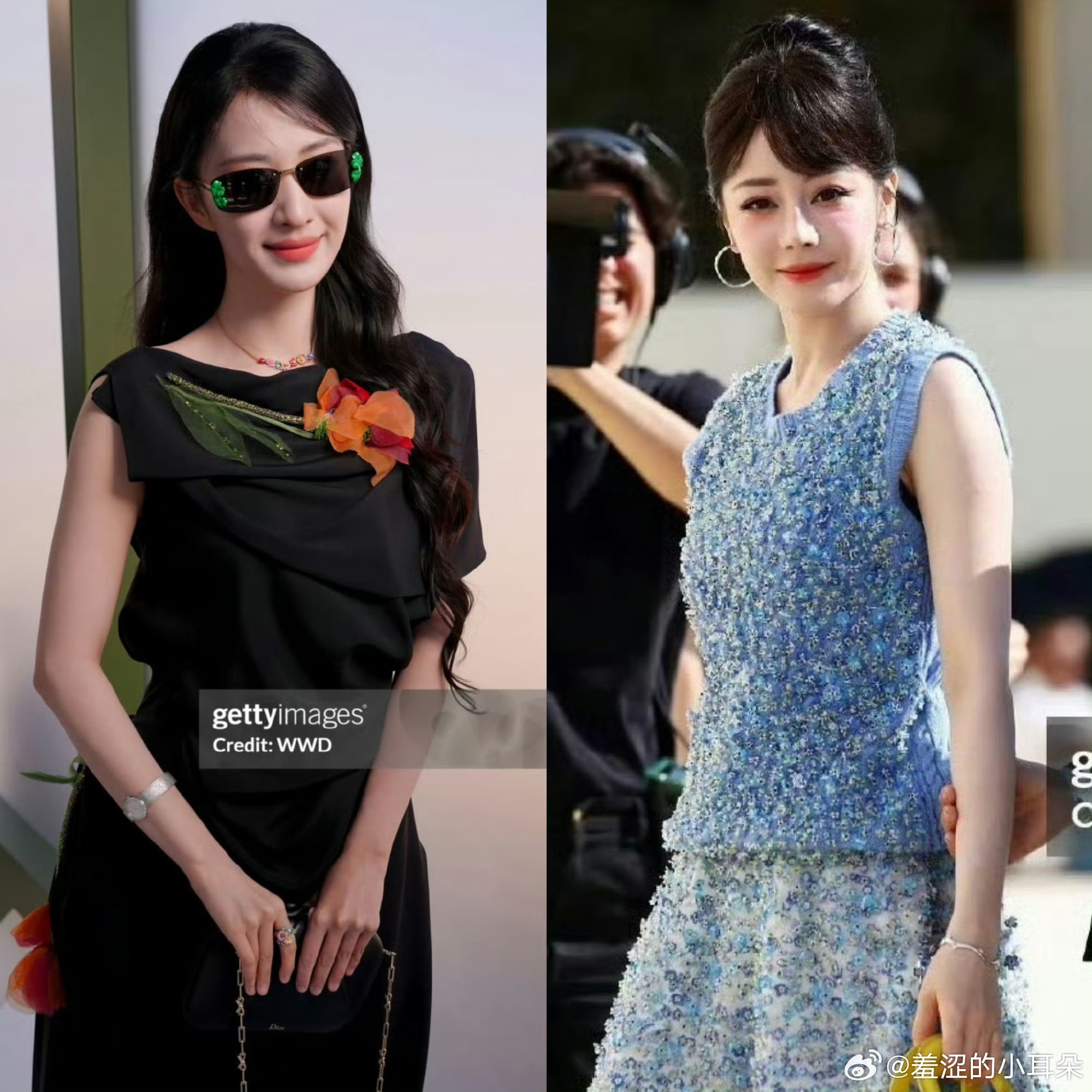 Dior大秀，王楚然、迪丽热巴G社生图，戴上墨镜的王楚然还以为是热巴的双胞胎姐妹