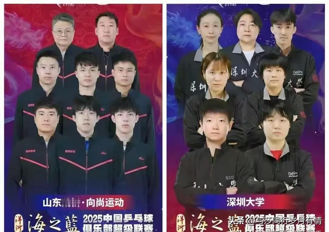 孙颖莎、王楚钦虽然分别出现在乒超总决赛深圳大学、山东魏桥的海报C位，这是俱乐部对