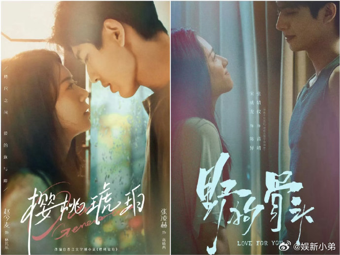 🍉:今夕赫夕粉丝质疑张婧仪、宋威龙的《野狗骨头 》海报以及部分截图抄袭《樱桃琥