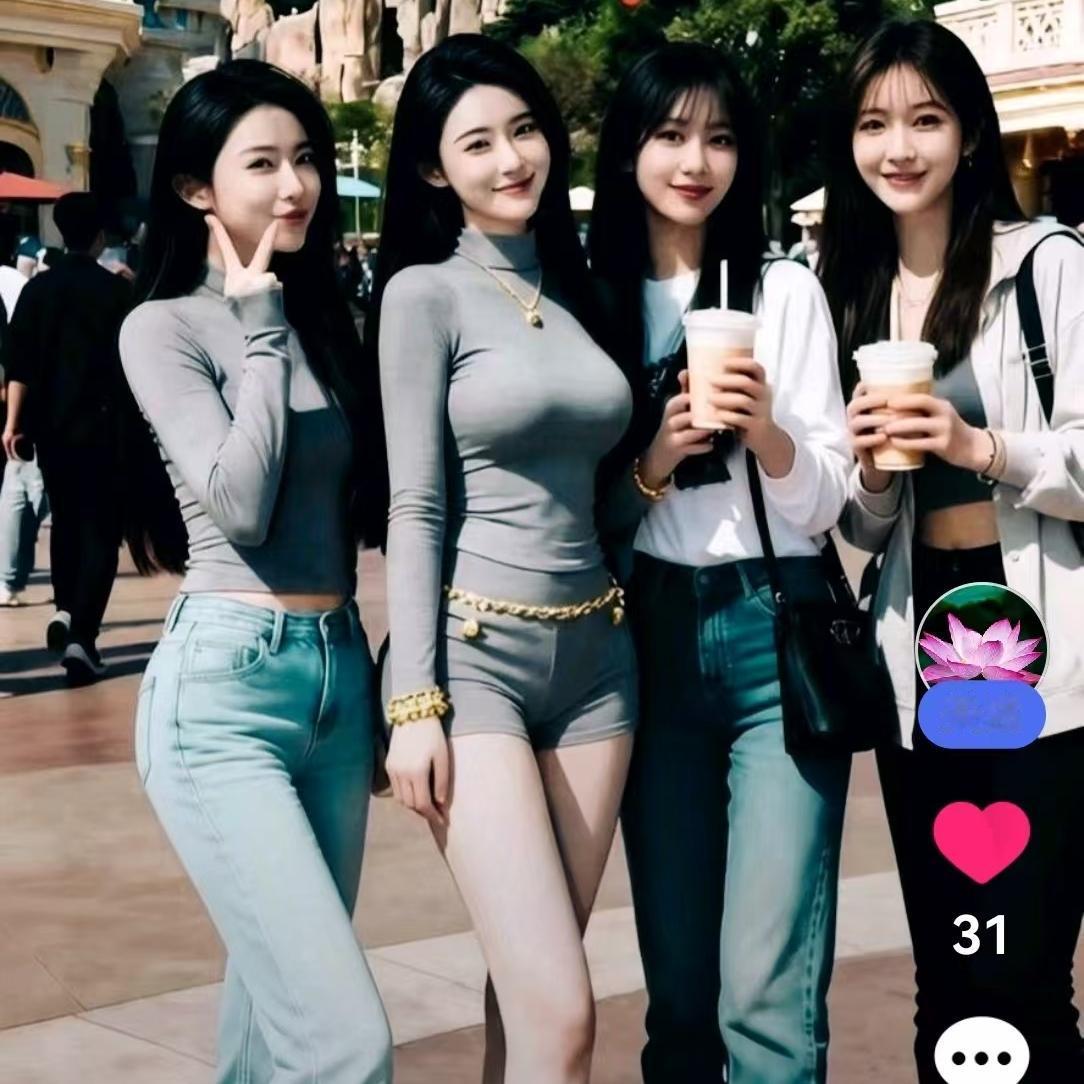 一眼就能分出AI脸！迪士尼四位女生合照破绽太明显
 
迪士尼城堡下四位美女同框打