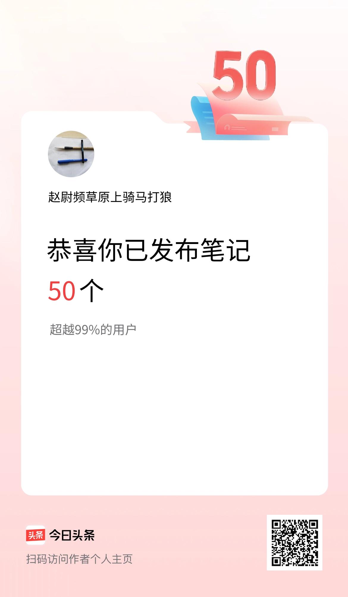 我在头条累计投稿笔记50个