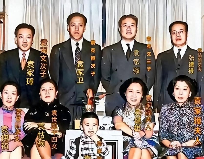 1949年，袁世凯后人在美国的合照，个个文质彬彬，看起来生活不错。1949年，流