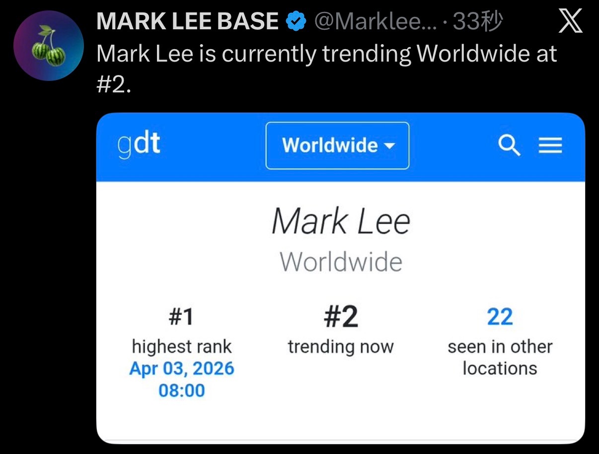 MARK LEE全球趋势第2🔥
