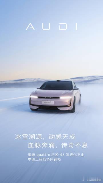 全世界的奥迪e5车主都在盼下雪奥迪E5 Sportback纯电轿跑，凭三电稳定+