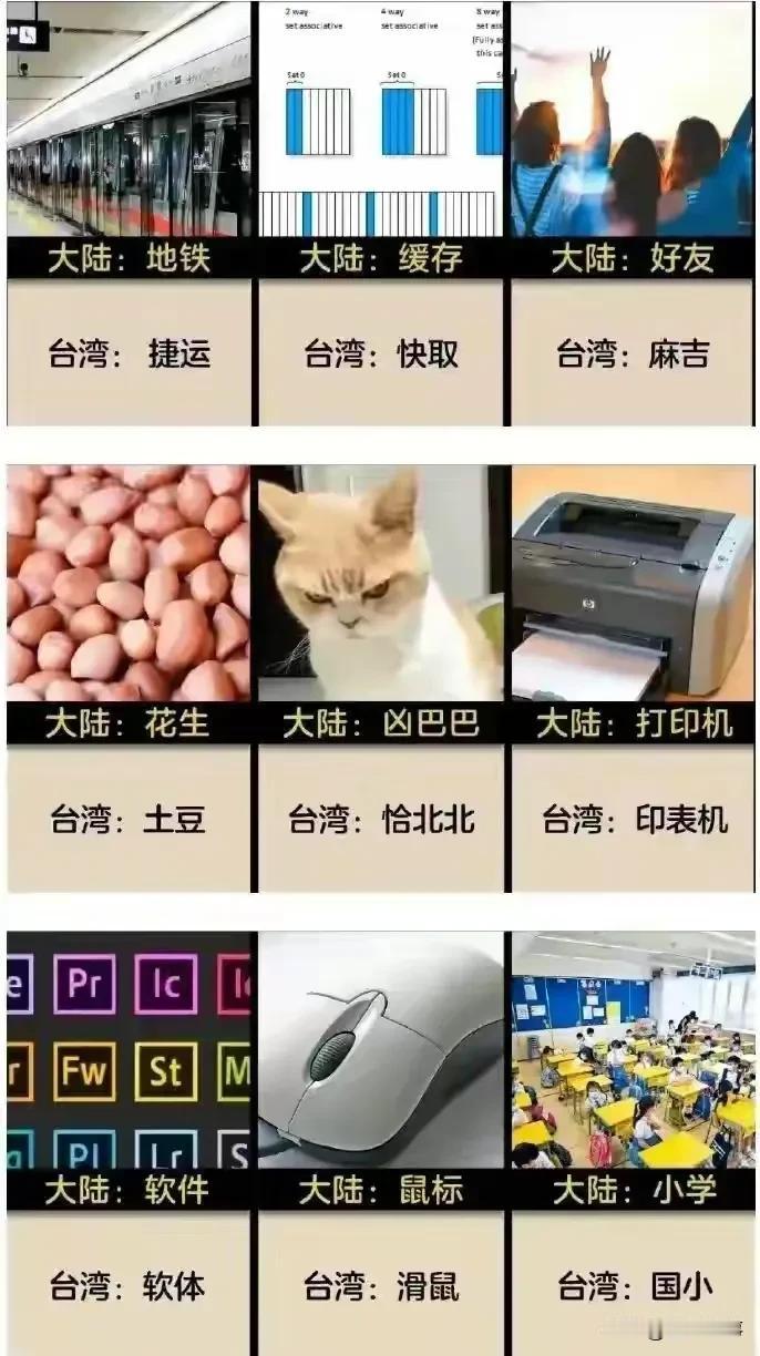 台湾与大陆在某些事物名称上的称呼差别还是比较大的，但结合中国古文字和象形字、意形