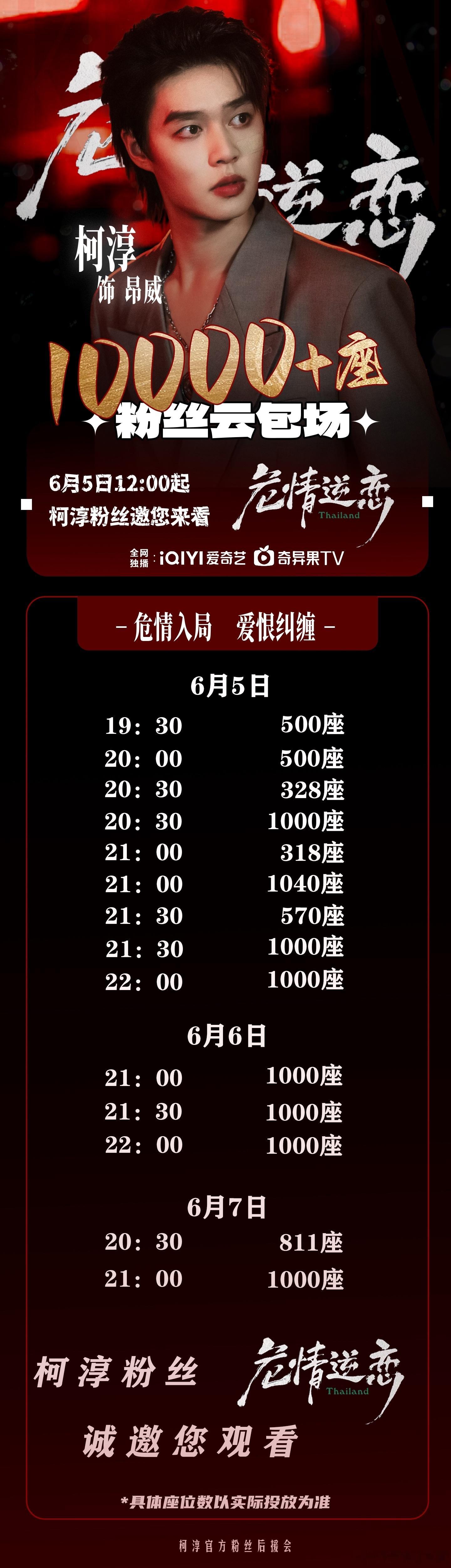 柯淳 粉丝1w+云包场，诚邀大家来爱奇艺观看柯淳新剧《危情逆恋》