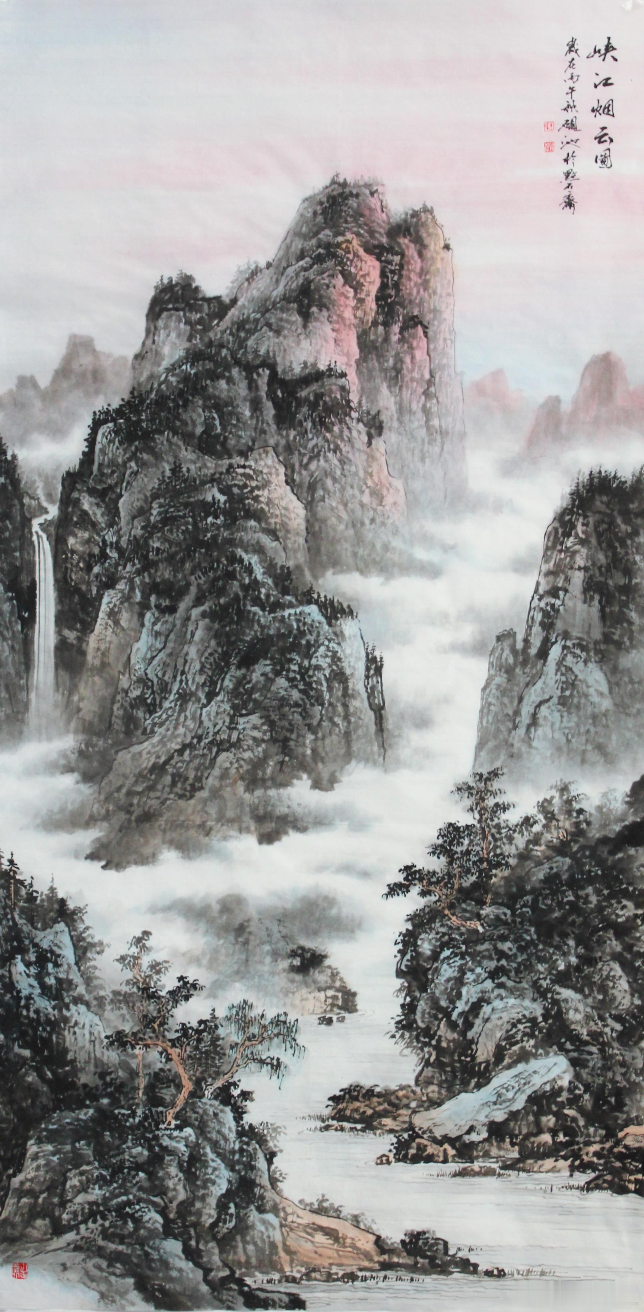 新作【峡江烟云圖】138cmX68cm书画界[超话]书画新浪潮[超话]艺术[超话
