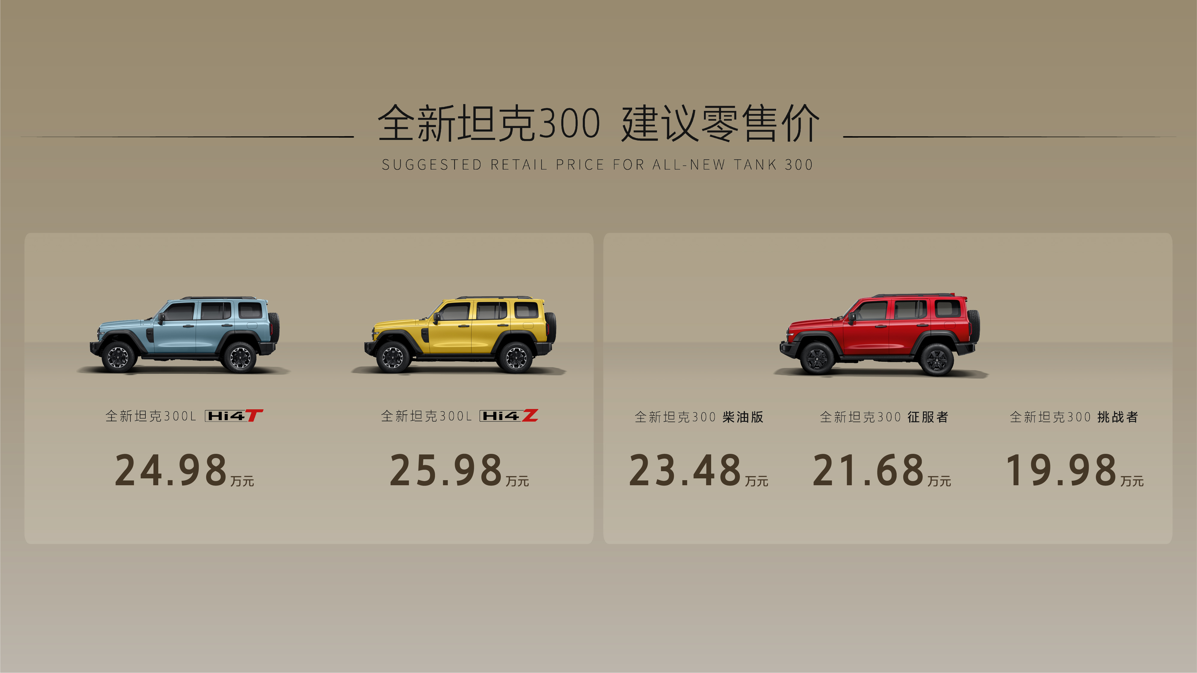 全新坦克300上市，强烈建议买Hi4-Z，25.98万，比预售便宜了一万块。 北