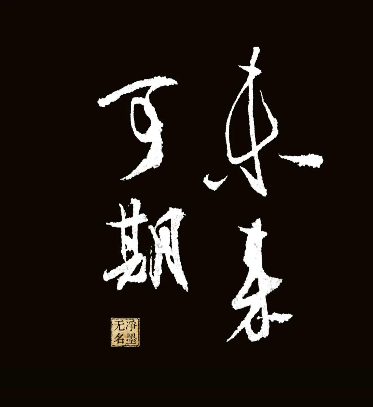未来可期
释义：前路漫漫，尚有希望，值得期待。
书写简评
行草笔法潇洒开张，枯涩