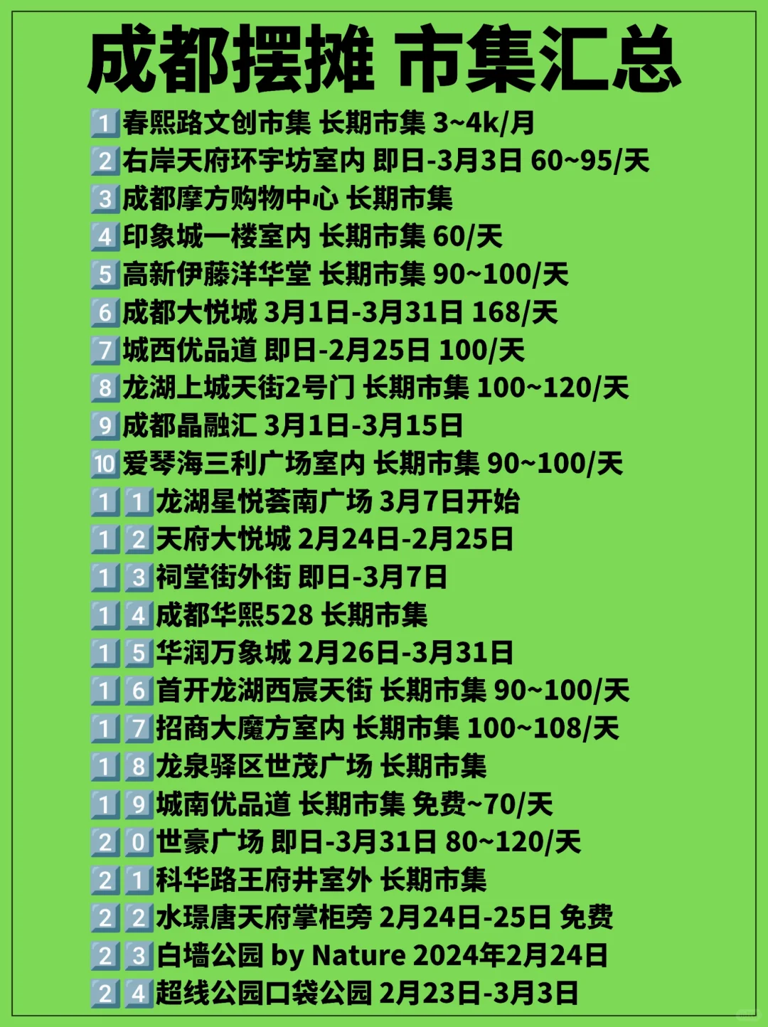 成都市集汇总‼️集市摆摊地方早知道🔥
