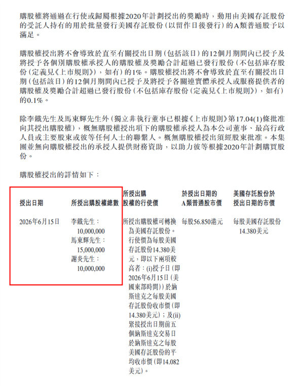理想重赏三大高管20亿股权日前，理想汽车于港交所发布公告，公司6月15日落地全新