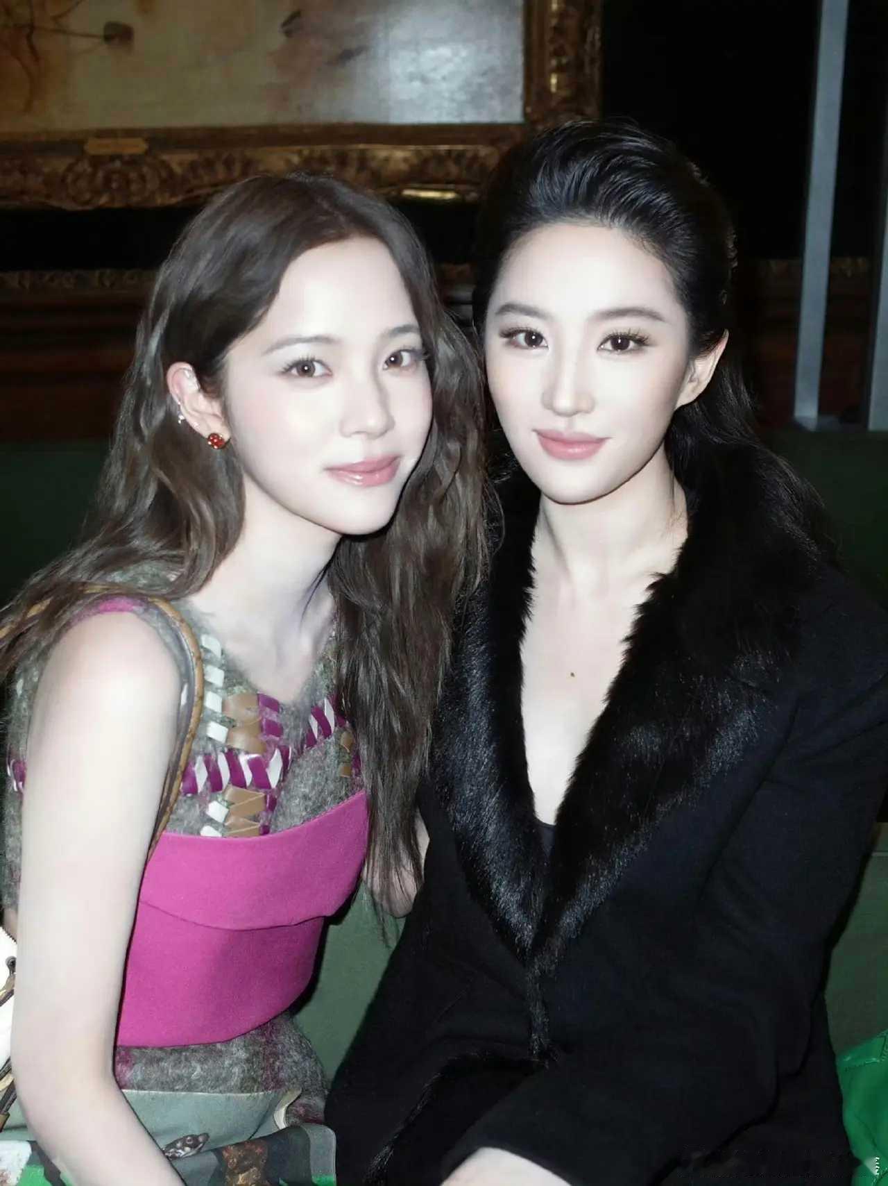 谁懂啊！两大美女同框直接美晕我真的被这张合照狠狠惊艳到！欧阳娜娜灵动俏皮，刘亦菲