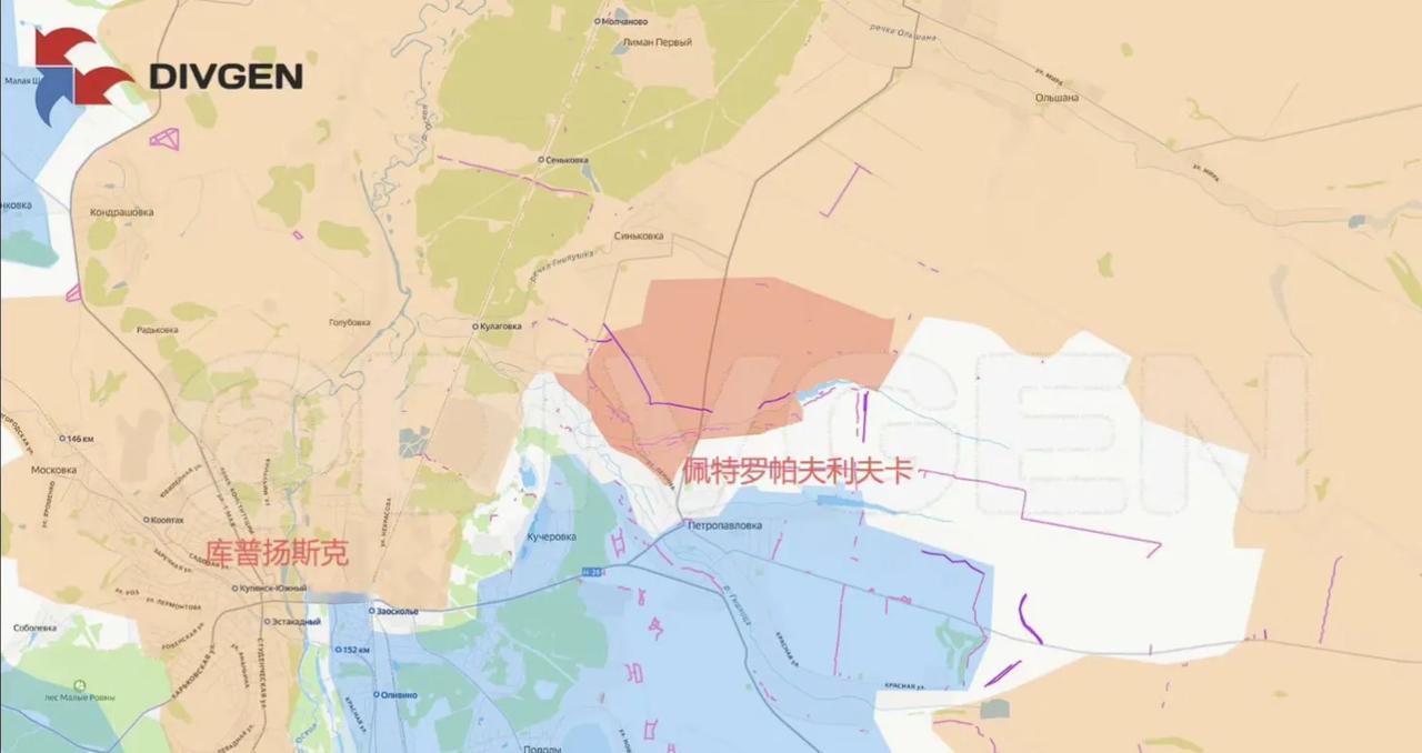 库皮扬斯克方向，俄军西部集群在奥斯基尔河以东取得了重大进展，攻入佩特罗帕夫利夫卡