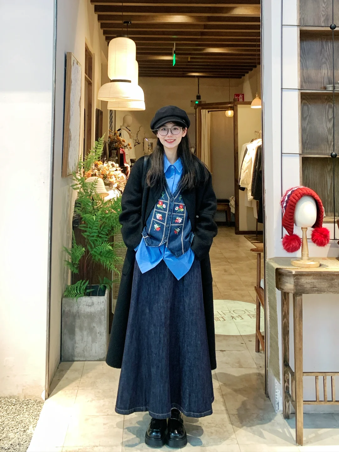 163 90｜日系复古味叠穿ootd🩵～