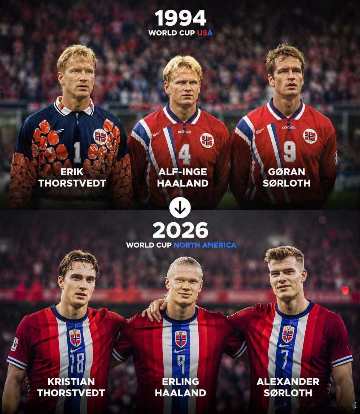 🇳🇴🤯 传承，编剧都不敢这么写！1994年美国世界杯，托斯特维特、哈兰德和