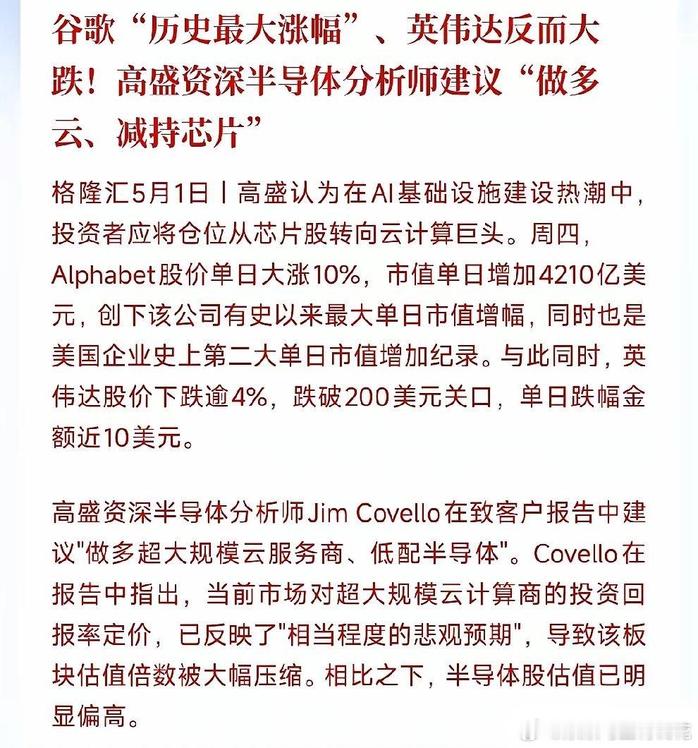 高盛重磅发声“做多云、减持芯片”！A股云计算核心受益龙头全梳理！2026年5月，