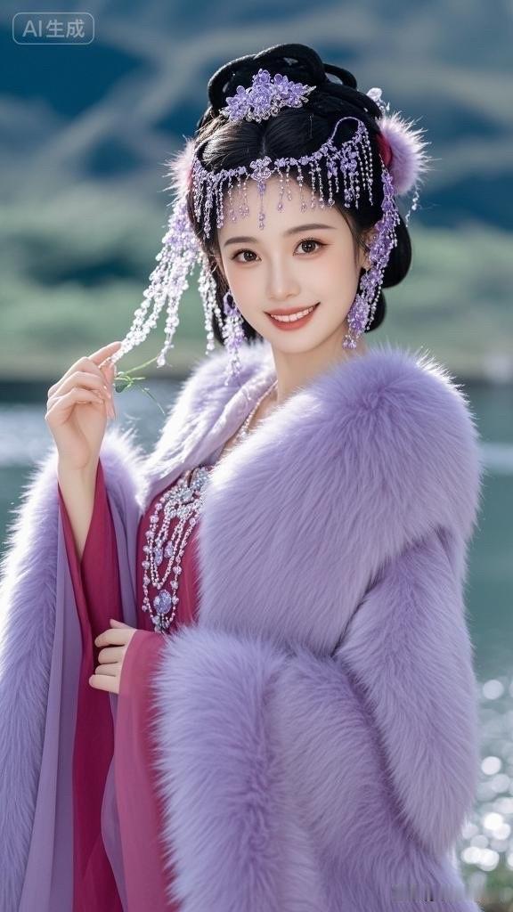 梦幻紫色公主裙，月夜下的仙子