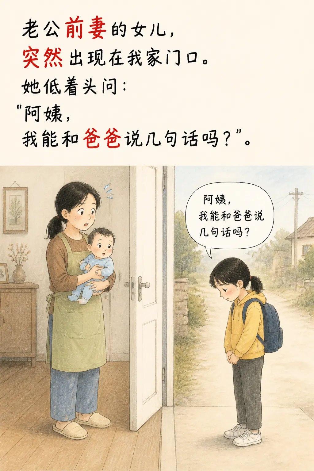 老公前妻的女儿突然找上门，我打开门的那一刻心都碎了