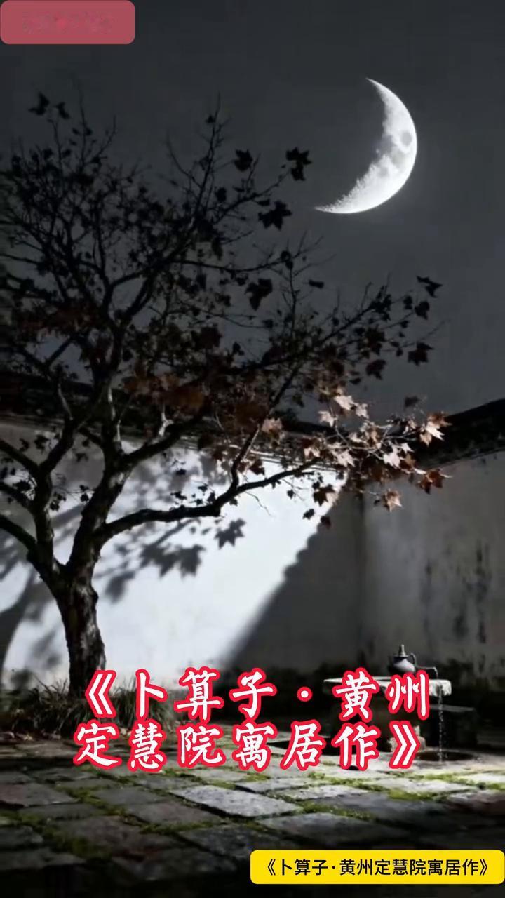 《卜算子·黄州定慧院寓居作》。
《卜算子·黄州定慧院寓居作》
缺月挂疏桐，漏断人