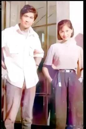 这张照片拍摄于1984年，是电影《乡思》拍摄期间，男女主角在江西都昌县大沙镇留下