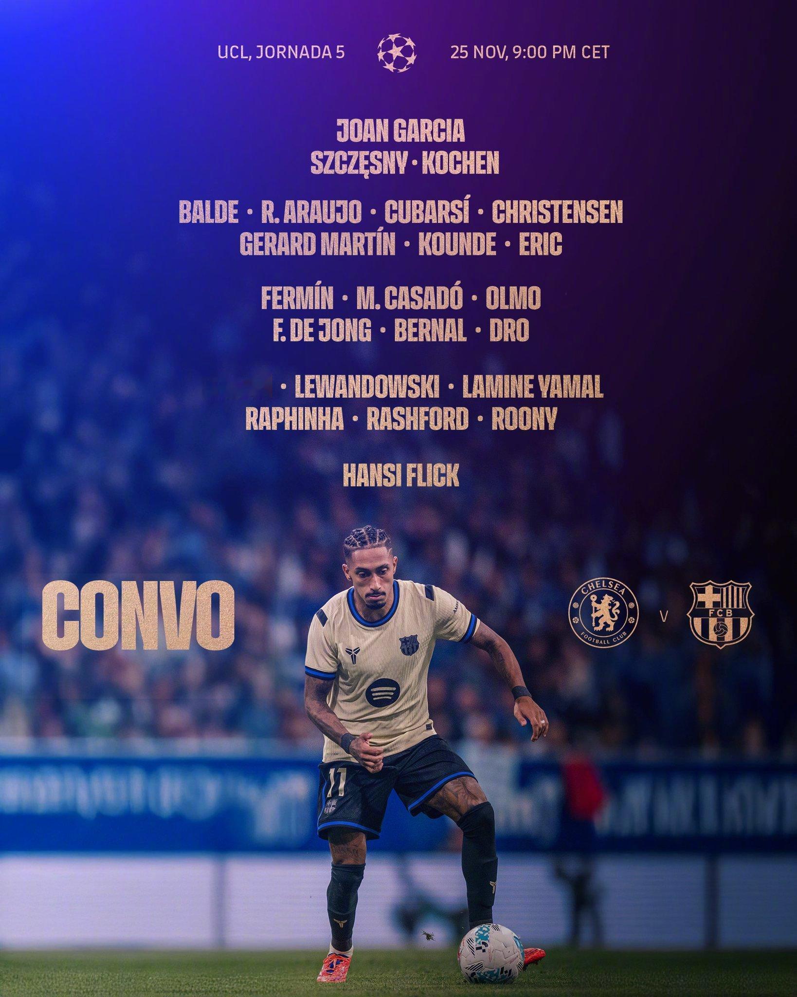 🏆远赴伦敦， 大名单出炉🔥❌特尔施特根、加维、佩德里缺阵✅拉什福德获得医疗许