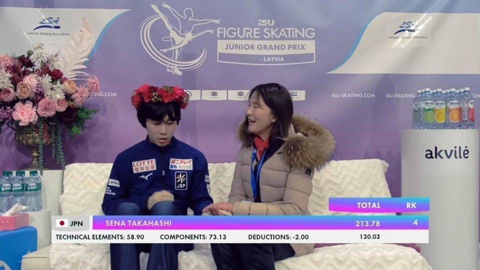 2026jgp拉脱维亚站 高桥星名自由滑连跳没有卡上后半，还重复了3F，最后3L