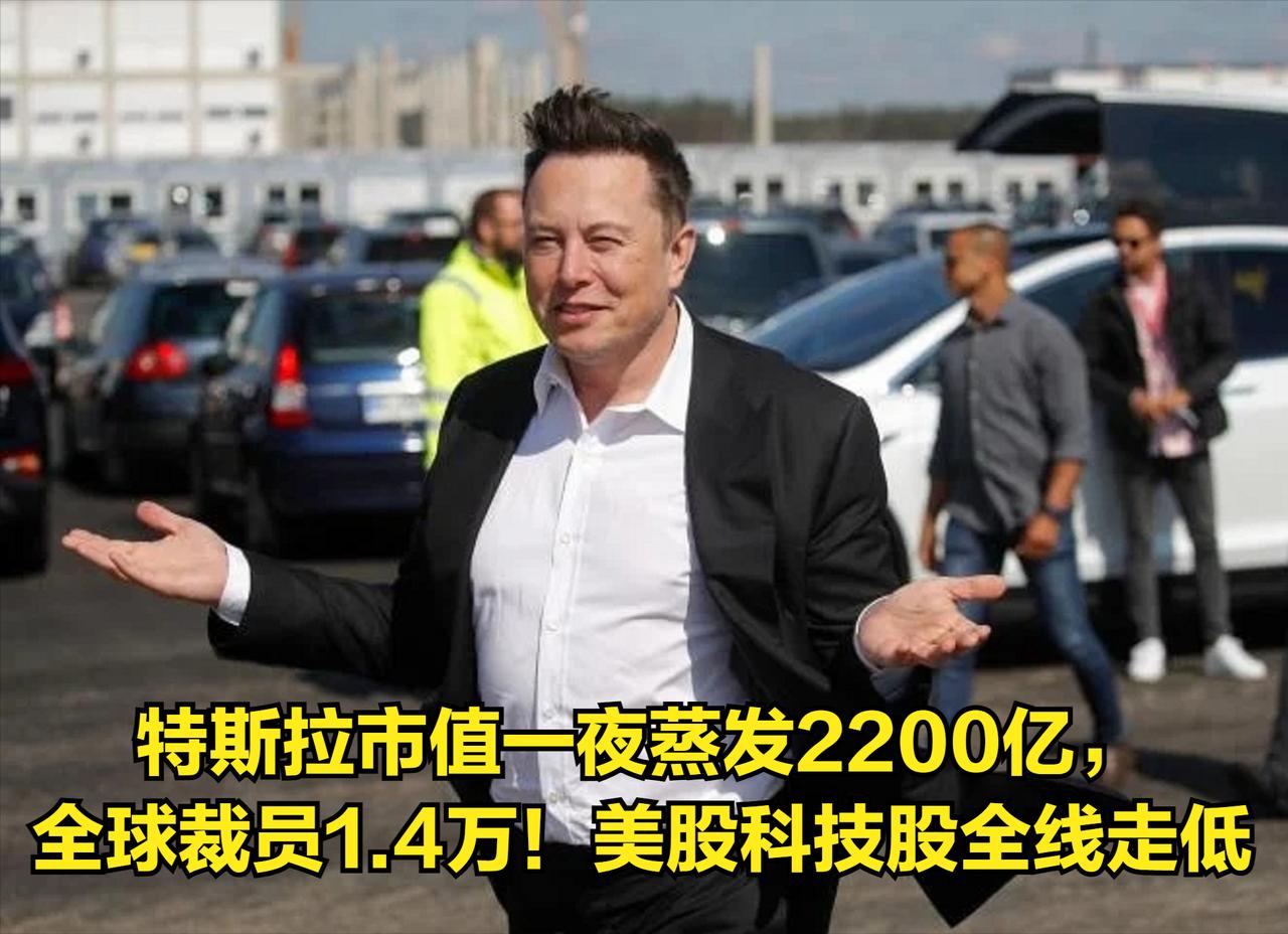 特斯拉市值一夜蒸发2200亿，全球裁员1.4万！美股科技股全线走低，通胀顽固股市