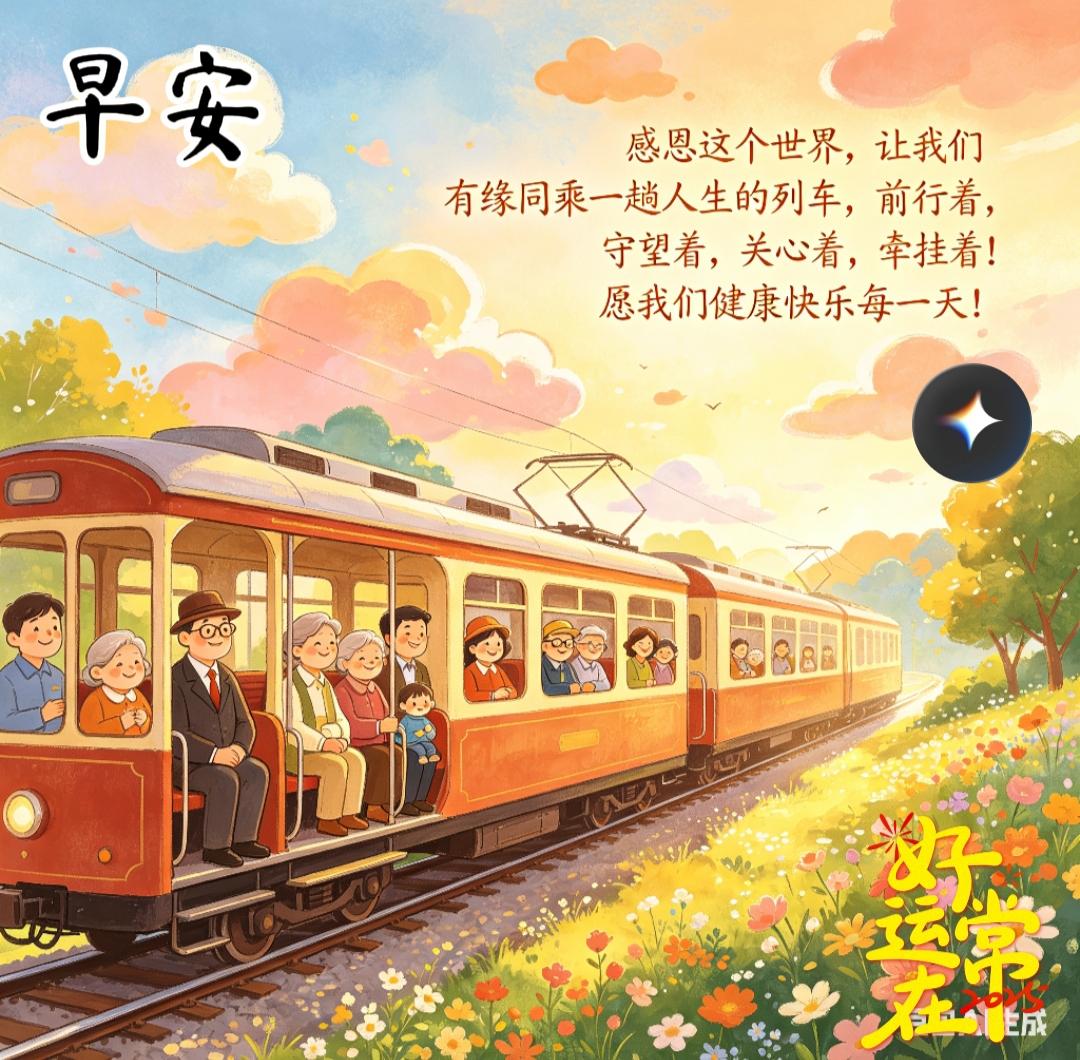早晨的祝福分享感恩这个世界，让我们有缘同乘一趟人生的列车，前行着，守望着，关心着
