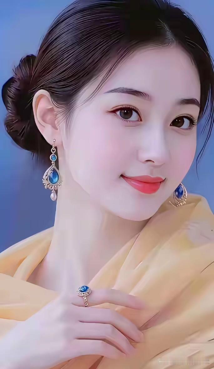 梅花引·蓝珠凝睇
 
蓝珠凝，黄衫软，一晌晴光映人面。
鬓云盘，玉指寒，耳坠摇风
