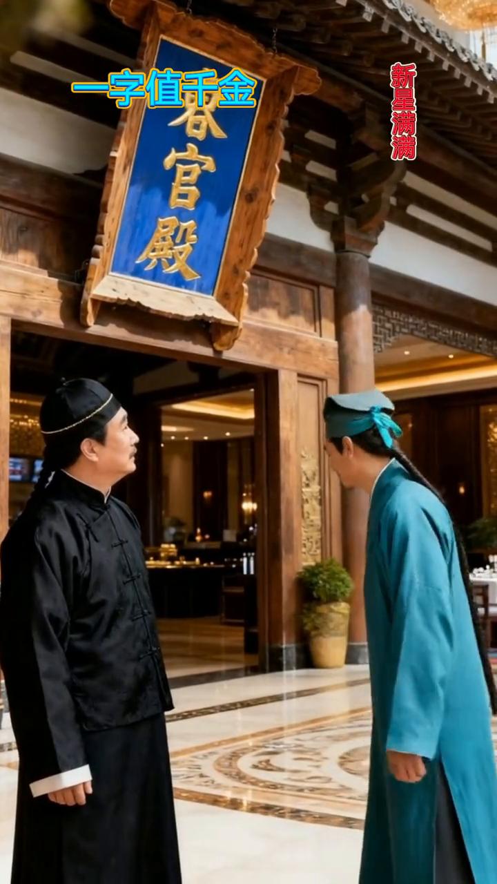 一字值千金。
明代绍兴，盐商张三开酒楼，请徐文长题区，字写得不错，但酬金只能给一