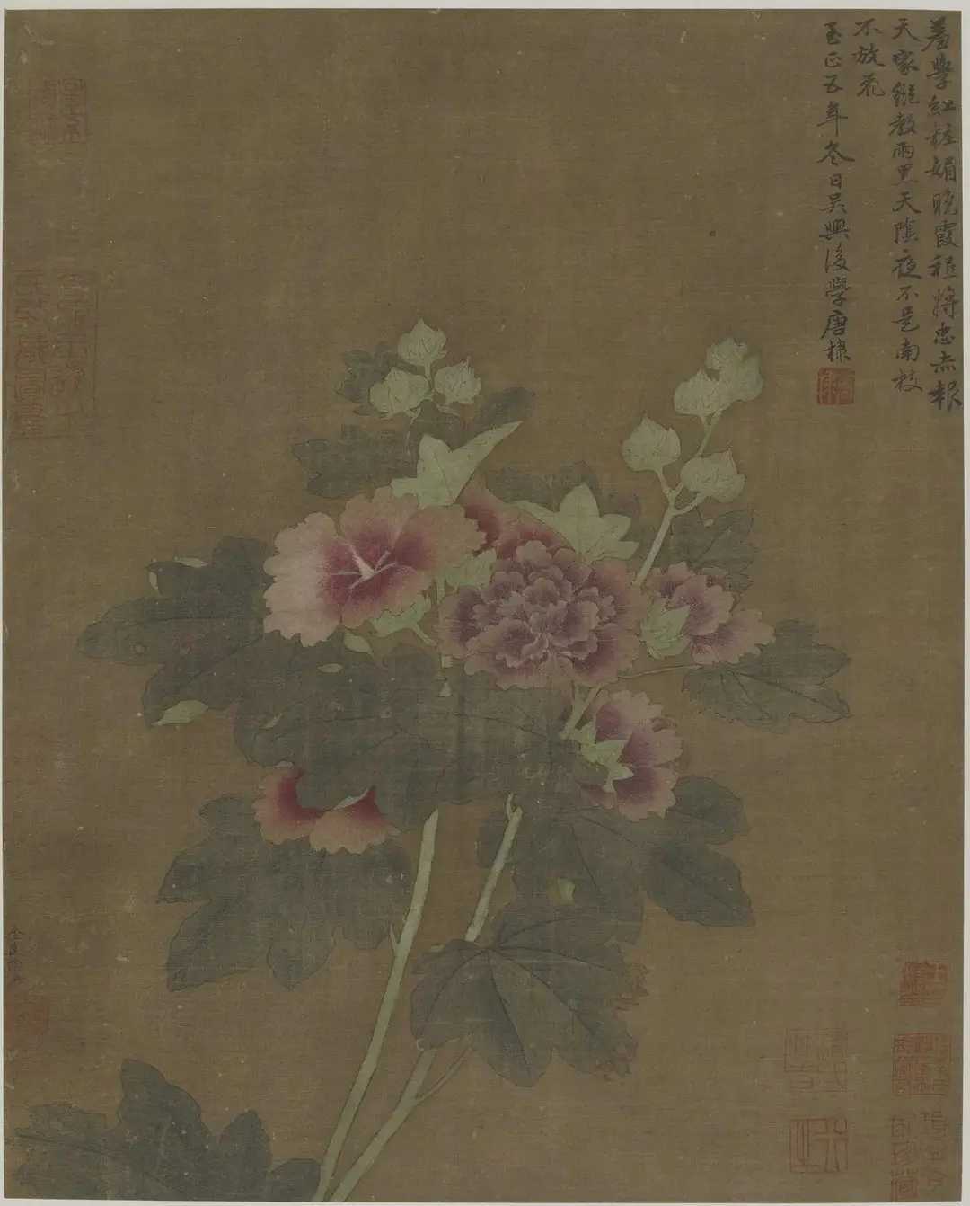 元 唐棣山水画。唐棣（1296—1364），字子华，号遁斋，祖籍钱塘（今浙江杭州