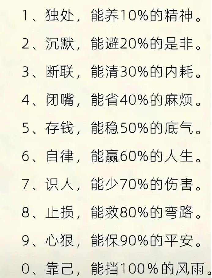 《成年人最高级的活法，就藏在这10个数字里》
1️⃣ 独处，能养10%的精神
热