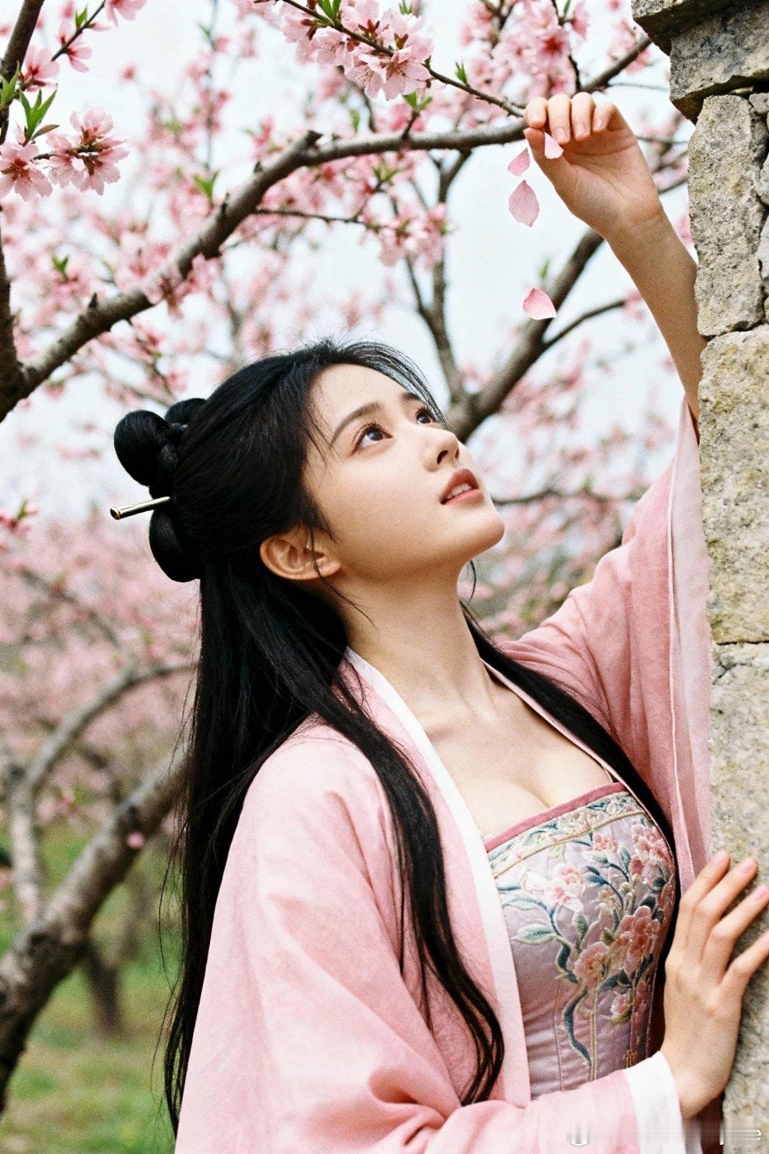 在春天与桃花共舞，春来花又来！听说唐朝的汉服都蛮清爽的，是不是这个风格啊？行摄漫