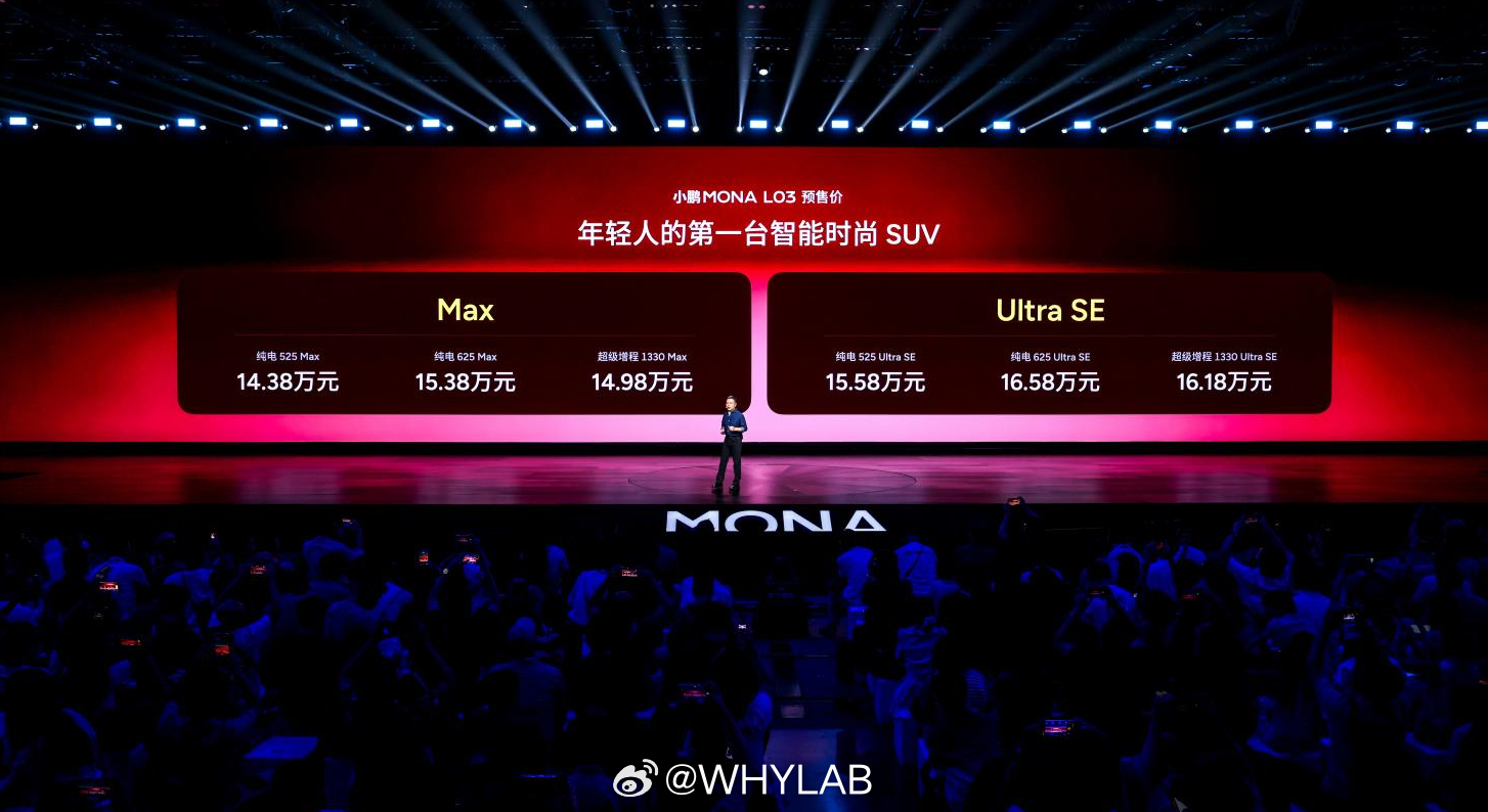 小鹏MONA L03 昨晚正式开启预售了，Max 和 Ultra 两个版本：Ma