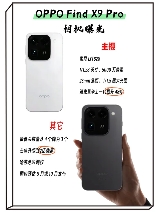 OPPO Find X9 Pro有消息了，相机大升级！