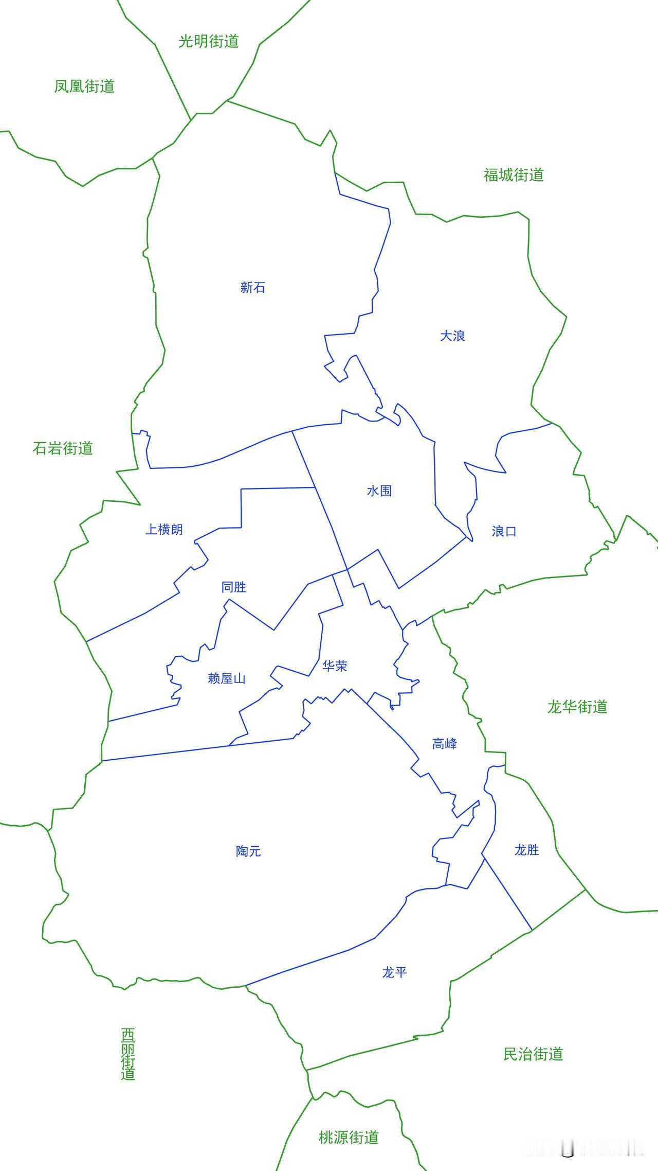 深圳市龙华区大浪街道12个社区工作站划分图
2023年1月4日，大浪街道将原浪口