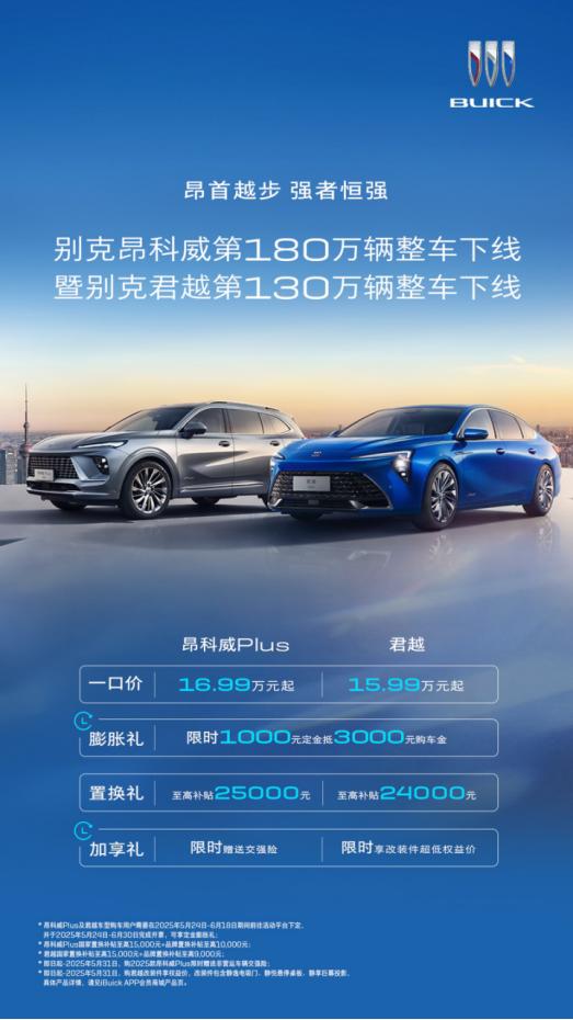 180万辆昂科威、130万辆君越下线，别克双旗舰展现产品硬实力
在“销量即口碑”