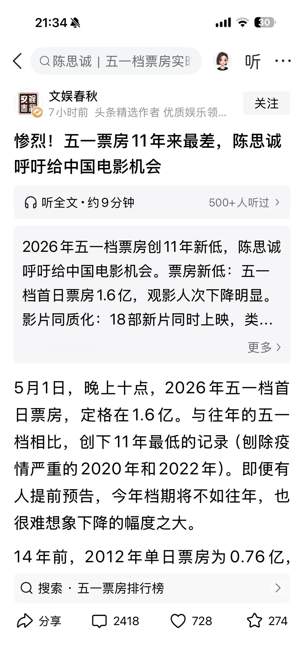 又看见呼吁给中国电影机会，可是各位电影行业从业者，你们可曾给观众选择的机会？
（