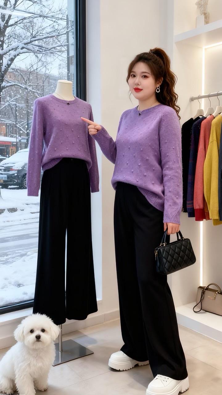 大码女装 针织衫针织衫穿搭技巧轻松摆脱路人感 保暖又好看 穿搭这块我很听劝