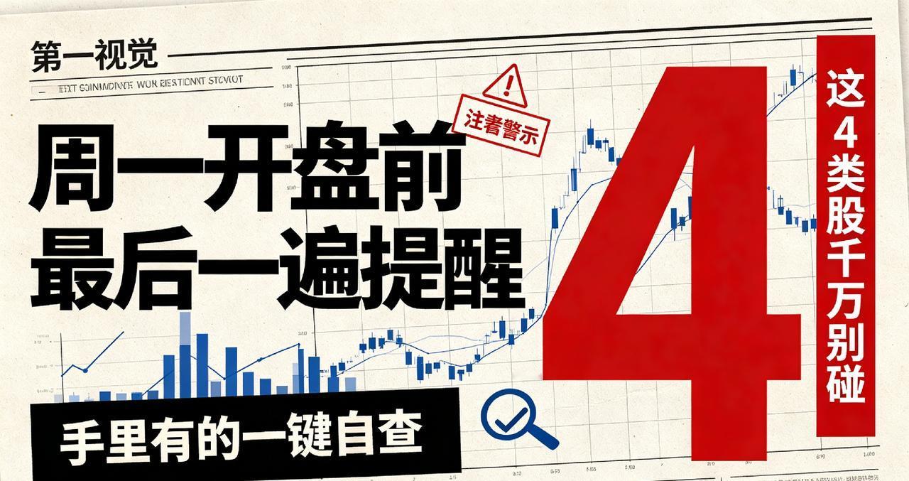 周一开盘前最后一遍提醒：这4类股千万别碰，手里有的一键自查。

结合当下8月末、