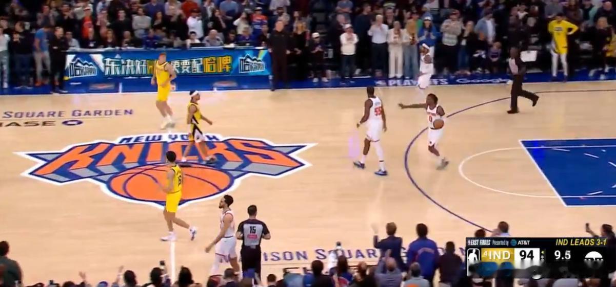 24-25赛季NBA季后赛东部决赛第五场，尼克斯111-94大胜步行者，尼克斯队