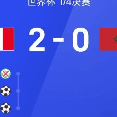 法国2比0摩洛哥 美加墨世界杯1/4决赛，法国2-0战胜摩洛哥。全场比赛，姆巴佩