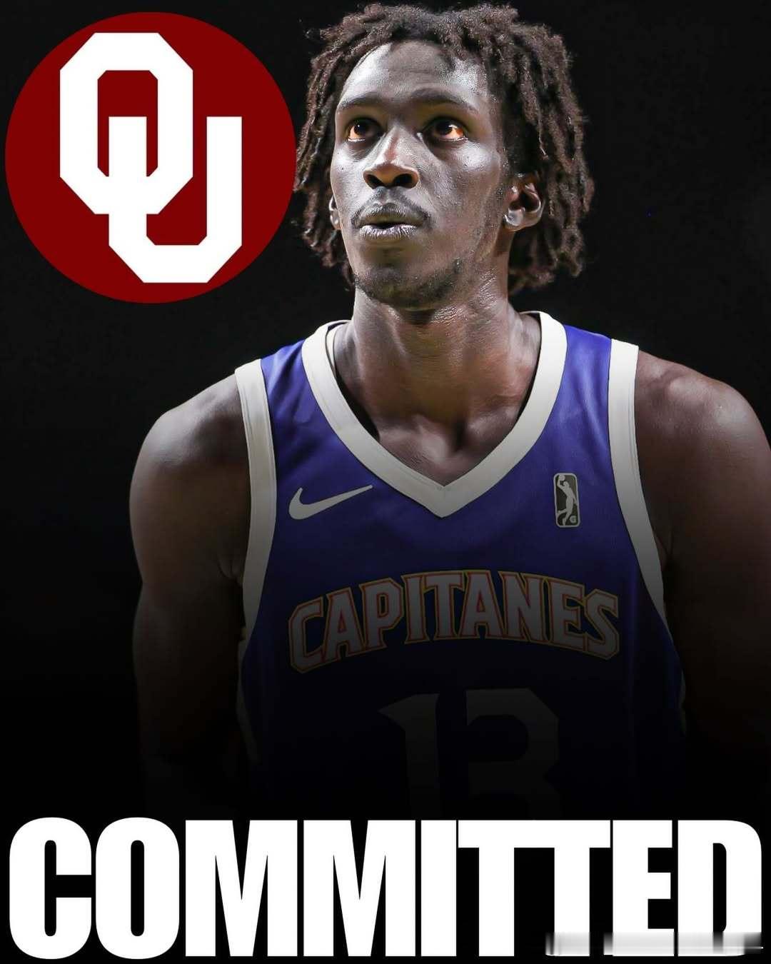 发展联盟前锋阿科尔达·加克(Akoldah Gak)转学加盟俄克拉荷马大学这位身