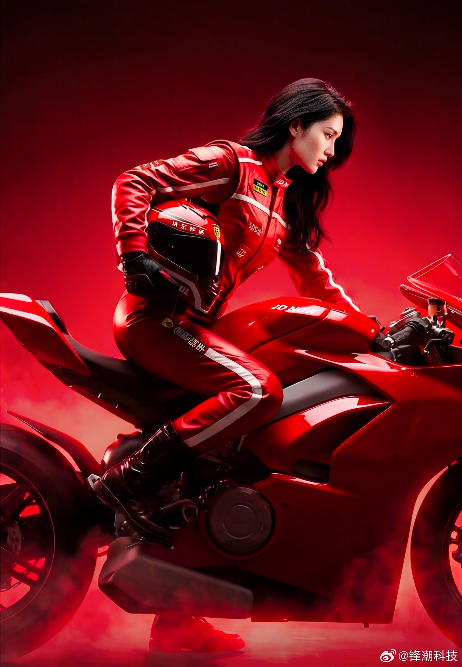 阿东新外卖骑手服套装的上身效果。