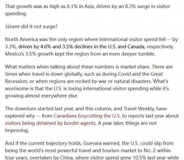 曾经稳坐全球旅游头把交椅的“老大哥”，竟然快要被中国挤下神坛了，这不是危言耸听，