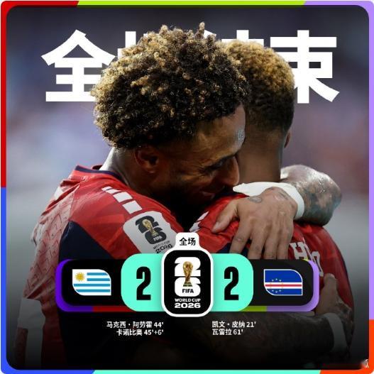 🚨 惊天冷门诞生！从2-1到2-2绝平！非洲黑马佛得角死磕南美霸主，乌拉圭痛失