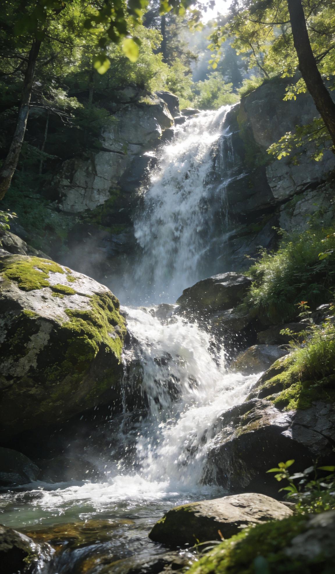 清晨推开窗，山雾像纱幔般漫进房间。沿着石阶往深处走，三叠瀑布突然撞入眼帘——第一
