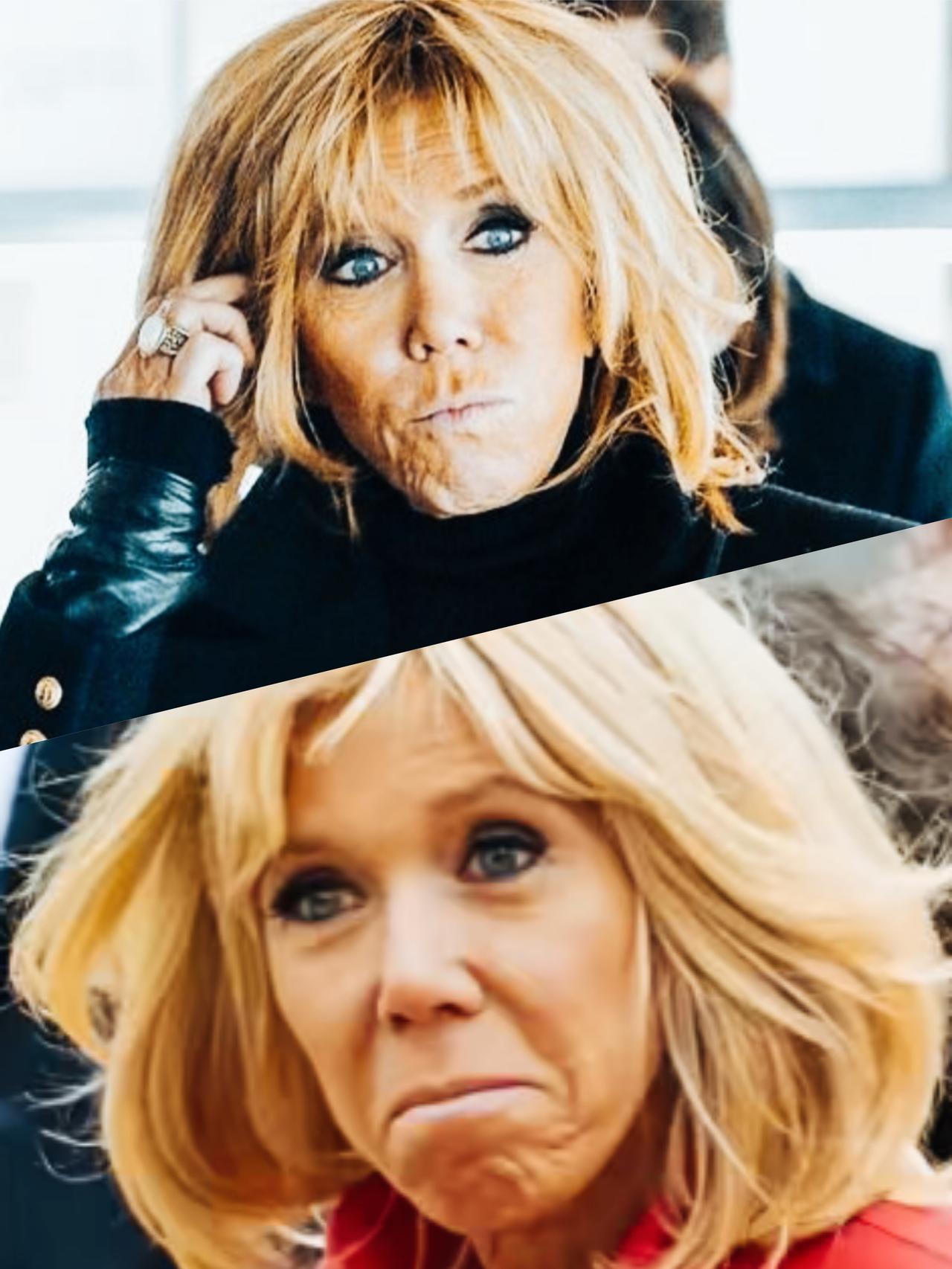 马克龙妻子布丽吉特的表情是什么意思呢？
布丽吉特的面部表情特点十足啊！
布丽吉特