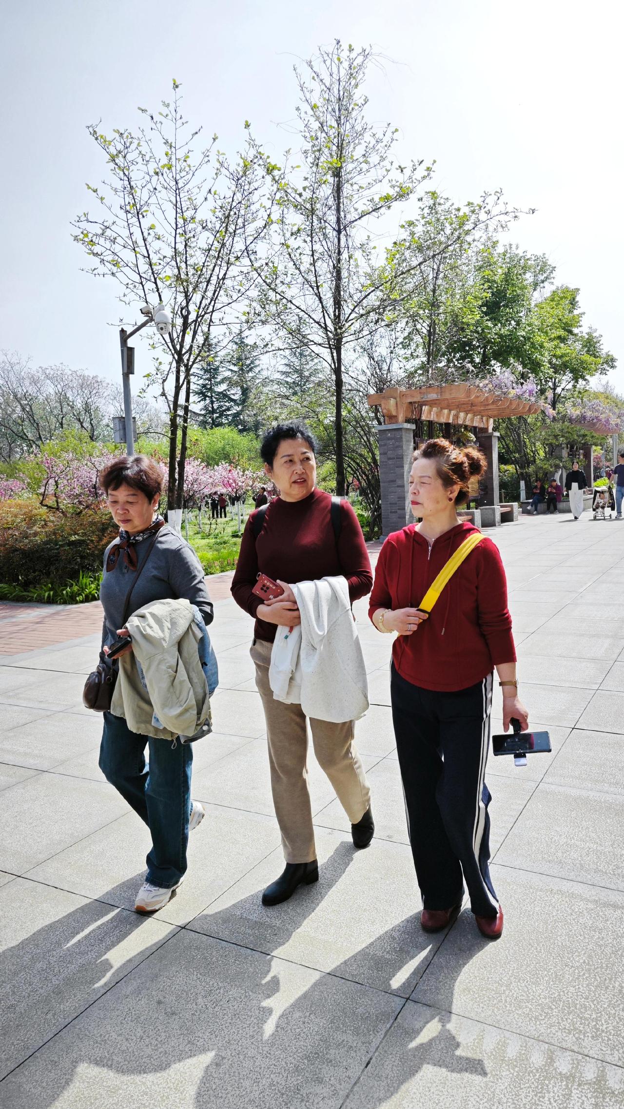 在一个阳光明媚的春日，姐妹们相约走出户外，赏花、叙旧，来赴一场春之相邀！花阶漫步