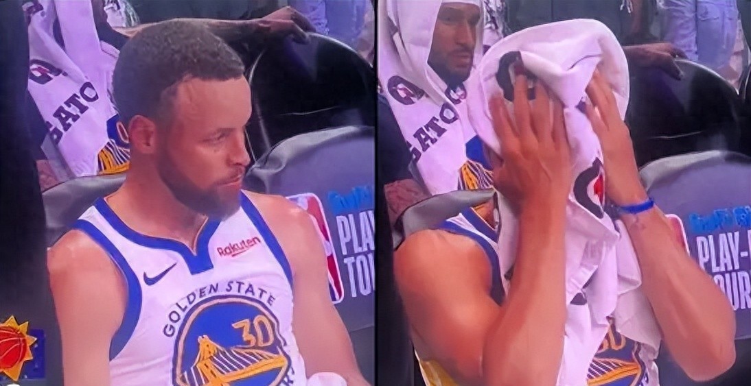 库里场边掩面尽显失落时代真的落幕了！库里掩面那一下，看哭多少人。38岁拼到最后还